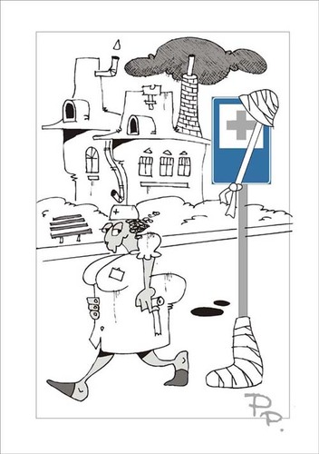 Cartoon: Traffic sign (medium) by paraistvan tagged sign,traffic,hospital,nurse