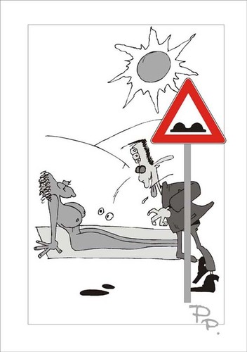 Cartoon: Traffic sign (medium) by paraistvan tagged boobs,woman,sign,traffic