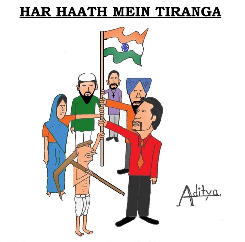 Cartoon: Har Haath Mein Tiranga (medium) by artakp tagged tiranga,painting