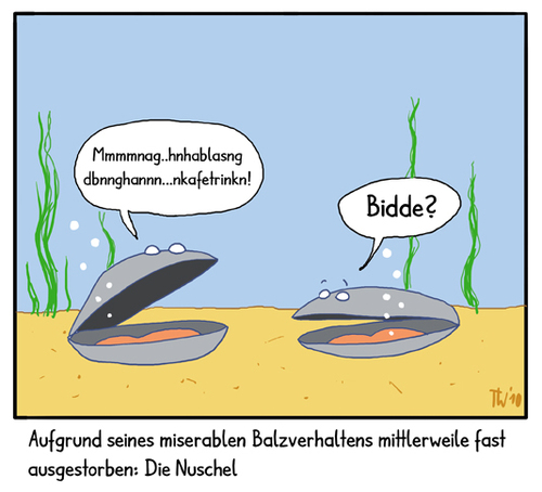 Cartoon: Bedrohte Tierwelt (medium) by Tobias Wieland tagged nuschel,muschel,natur,meer