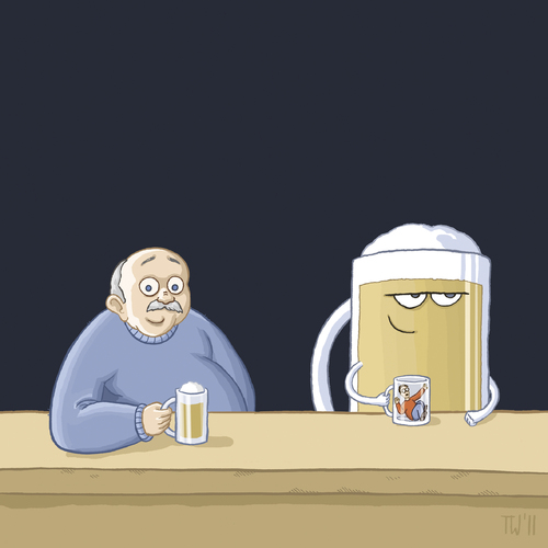 Cartoon: Feierabend (medium) by Tobias Wieland tagged absurd,surreal,trinken,theke,tresen,bar,kneipe,bier,bier,kneipe,bar,tresen,theke,trinken,absurd,surreal