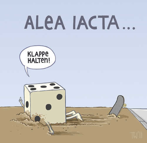 Cartoon: Latein im echten Leben (medium) by Tobias Wieland tagged sprichwort,unfall,skateboard,est,iacta,alea,latein,würfel,würfel,latein,skateboard,unfall,sprichwort