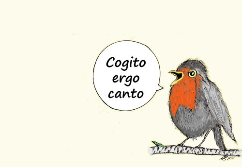 Cartoon: Cogito ergo canto (medium) by Marbez tagged denken,singen,sein,lebensmotto