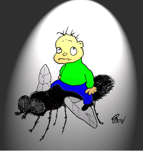 Cartoon: Die neue Heimfliege (medium) by Marbez tagged übung,benjamin,heimfliege