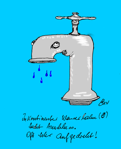 Cartoon: Inkontinenter Wasserhahn (medium) by Marbez tagged hahn,anschluss,geneigt