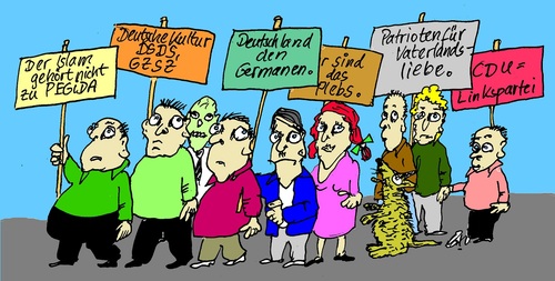 Cartoon: Montagsdemos (medium) by Marbez tagged montag,demo,volk
