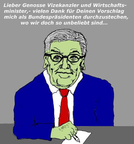 Cartoon: Präsidialkandidat (medium) by Marbez tagged bundespräsident,durchgestochen,steinmeier