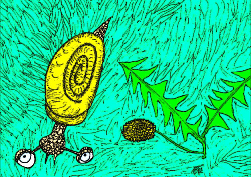 Cartoon: Schnecke mit Löwenzahn zweite (medium) by Marbez tagged schnecke,löwenzahn,zweite