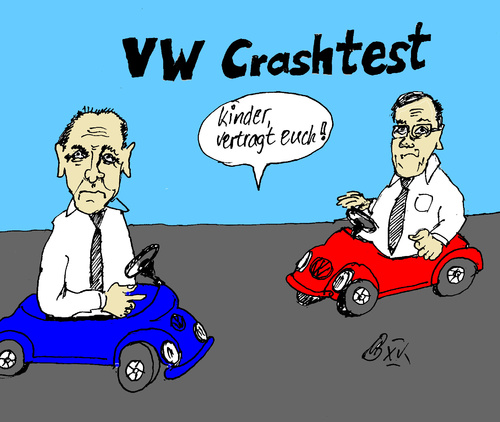 Cartoon: VW Crashtest (medium) by Marbez tagged vw,crashtest,piech,winterkorn