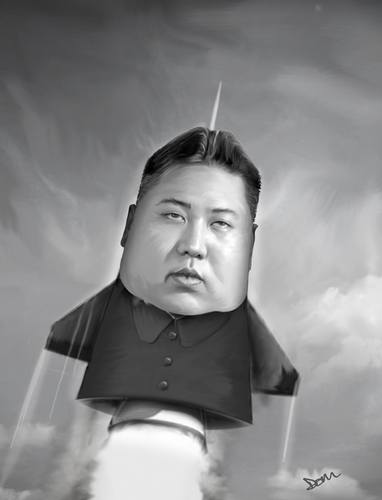 Cartoon: Kim jong 3... 2... un... (medium) by Dom Richards tagged kim,jong,un,north,korea,caricature,cartoon,dictator