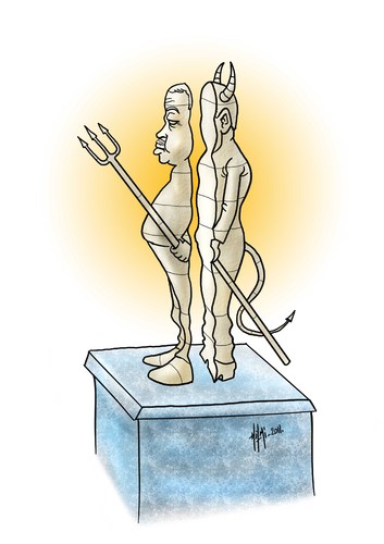 Cartoon: freak sculpture (medium) by Hilmi Simsek tagged freak,sculpture,rte,heykel,insanlik,aniti,yikilmasin,hilmi,simsek,devil