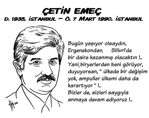 Cartoon: journalist Cetin Emec (medium) by Hilmi Simsek tagged murdered,journalist,cetin,emec,gazete,news,hilmi,simsek