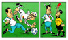 Cartoon: Turkey - Germany football match (small) by Hilmi Simsek tagged turkey,germany,soccer,football,tayyip,erdogan,sarrazin,adolf,hitler