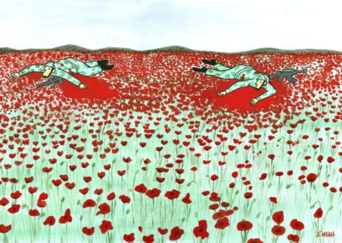 Cartoon: blood flowers (medium) by emraharikan tagged war