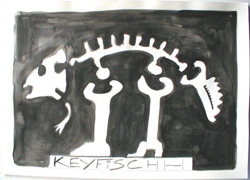 Cartoon: dino keyfish (medium) by daPinsli tagged cartoon,ink,dinosaure,