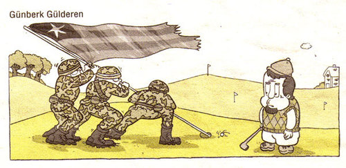 Cartoon: golf (medium) by gunberk tagged golf,soldier,war