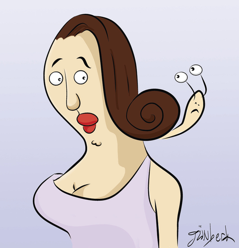 Cartoon: Snail-3 (medium) by gunberk tagged snail,women,hairs,suprise