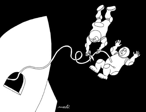 Cartoon: astronauts (medium) by Medi Belortaja tagged humor,astronauts