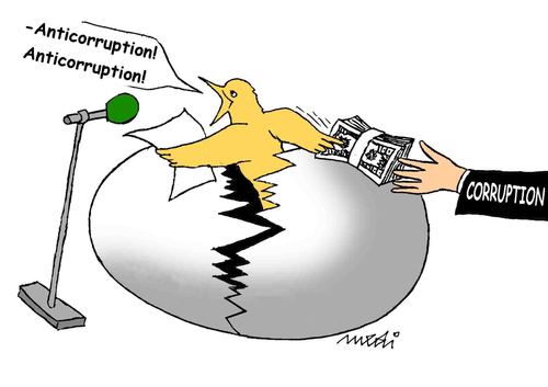 Cartoon: young politician (medium) by Medi Belortaja tagged politicians,young,corruption,anticorruption