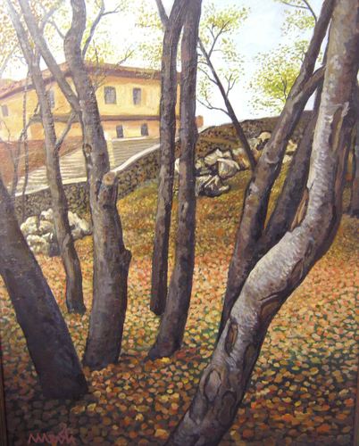 Cartoon: Autumn in mount Dajti (medium) by Medi Belortaja tagged painting,oil,landscape,autumn