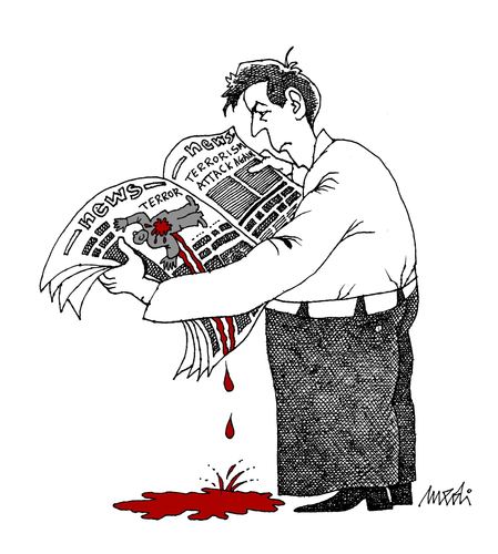 Cartoon: bad news (medium) by Medi Belortaja tagged press,news,crimes,newspapers