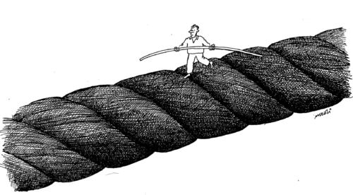 Cartoon: balancer-of-safe (medium) by Medi Belortaja tagged rope,athlete,safe,balancer