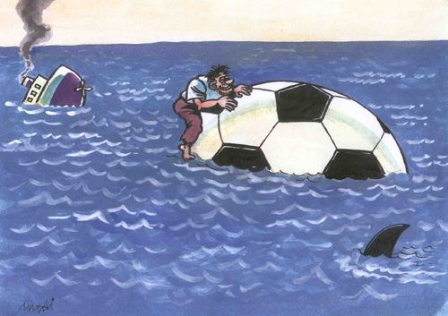 Cartoon: ball (medium) by Medi Belortaja tagged ball,robinson,crusoe,soccer,salvation