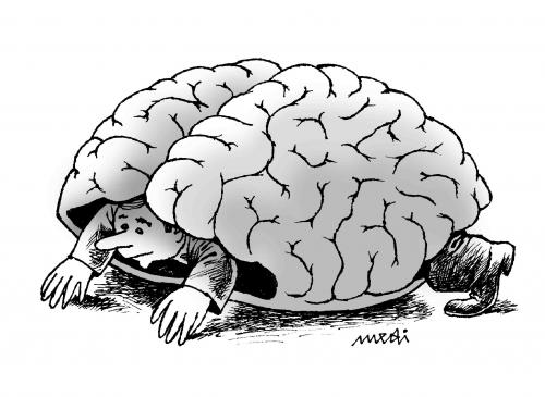 Cartoon: brain tortoise (medium) by Medi Belortaja tagged mind,think,slowly,turtle,tortoise,brain,shell,man,thought,intelligence
