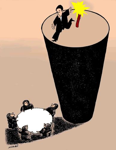 Cartoon: dangerous situations (medium) by Medi Belortaja tagged terrorism,terror,man,people,explosive,bomb,help