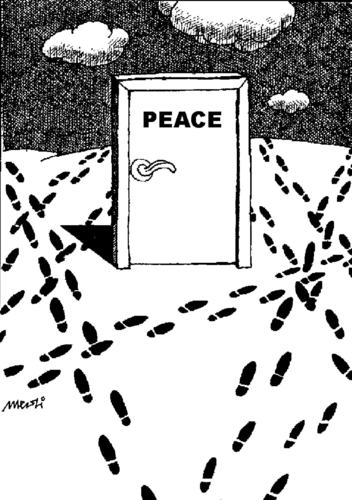 Cartoon: door of peace (medium) by Medi Belortaja tagged peace,traces,door,freedom