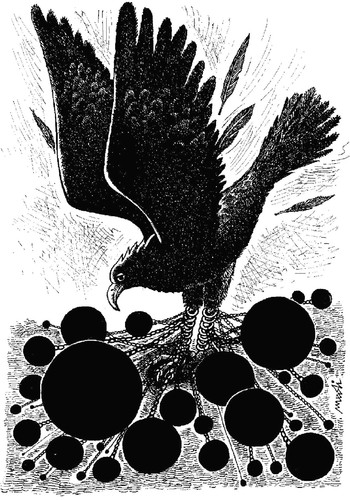 Cartoon: eagle bondage (medium) by Medi Belortaja tagged bondage,eagle,crawler,chain,captivity,freedom