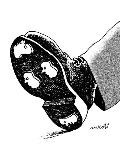 Cartoon: servants (medium) by Medi Belortaja tagged hierarchy,servants,faces,shoe,dictat