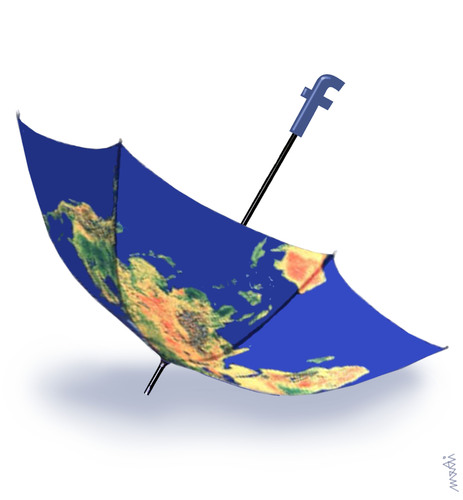 Cartoon: fb umbrella (medium) by Medi Belortaja tagged umbrella,internet,world,facebook,fb