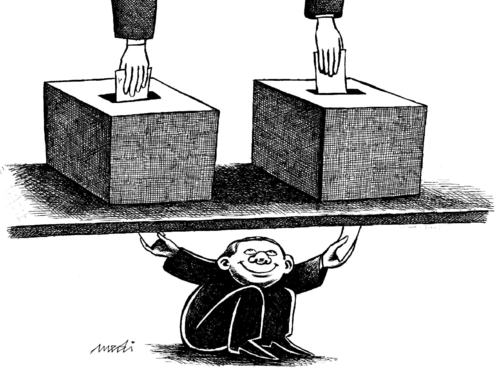 Cartoon: free elections (medium) by Medi Belortaja tagged elections,free,manipulation