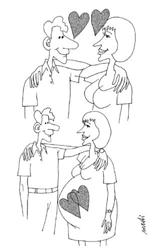 Cartoon: fruit of the love (medium) by Medi Belortaja tagged pregnancy,hearts,love,fruit