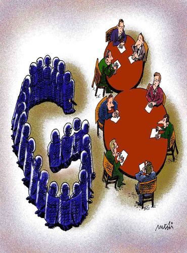 Cartoon: G8 (medium) by Medi Belortaja tagged negotiations,police,g8