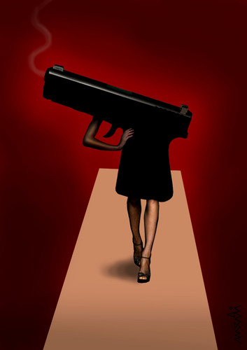 Cartoon: fashion gun (medium) by Medi Belortaja tagged crimes,moda,sfilate,parade,weapons,weapon,violence,control,guns,gun,fashion,kill,murder