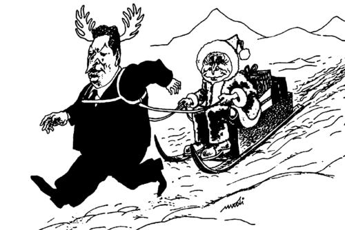 Cartoon: one deer with sleigh (medium) by Medi Belortaja tagged christmas,sleigh,deer,one