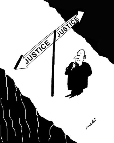 Cartoon: justice (medium) by Medi Belortaja tagged justice,abyss,direction,sign