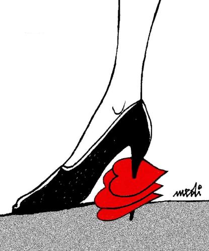 Cartoon: love and shoe (medium) by Medi Belortaja tagged day,valentines,woman,shoe,hearts,heart,love