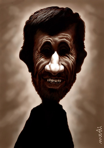 Cartoon: Mahmoud Ahmadinajad (medium) by Medi Belortaja tagged politicians,iran,president,ahmadinajad,mahmoud
