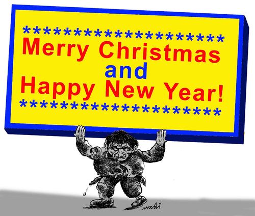 Cartoon: Merry christmas Happy New Year (medium) by Medi Belortaja tagged tags