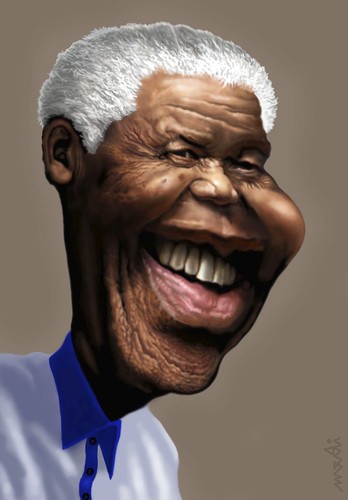 Cartoon: Nelson Mandela (medium) by Medi Belortaja tagged mandela,nelson