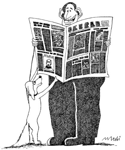 Cartoon: news for both (medium) by Medi Belortaja tagged reader,newspaper,news,dog,press