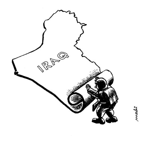 Cartoon: no war (medium) by Medi Belortaja tagged war,no,soldier,us,carpet,iraq