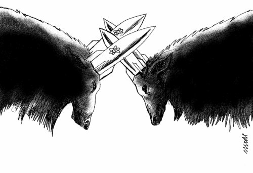 Cartoon: nuclear danger (medium) by Medi Belortaja tagged danger,nuclear,war,goat