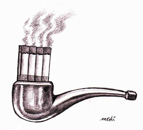 Cartoon: pipe of chairman (medium) by Medi Belortaja tagged smoking,cigarettes,chairman,pipe