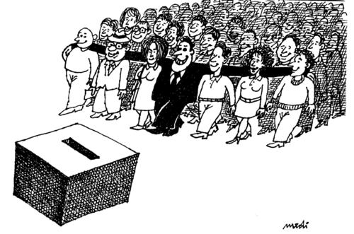 Cartoon: politician and new elections (medium) by Medi Belortaja tagged elections,new,and,politician