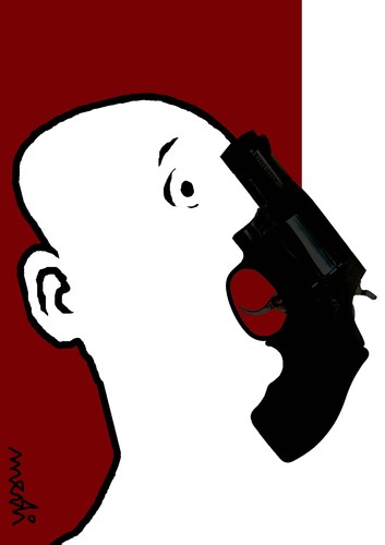 Cartoon: scream (medium) by Medi Belortaja tagged scream,gun,guns,weapons,control,man,face,murder,kill