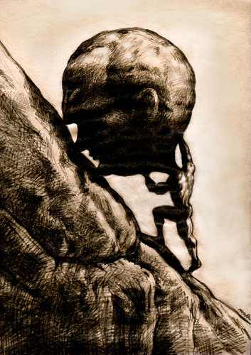 Cartoon: sisyphus (medium) by Medi Belortaja tagged stone,head,failure,man,sisyphus,boulder